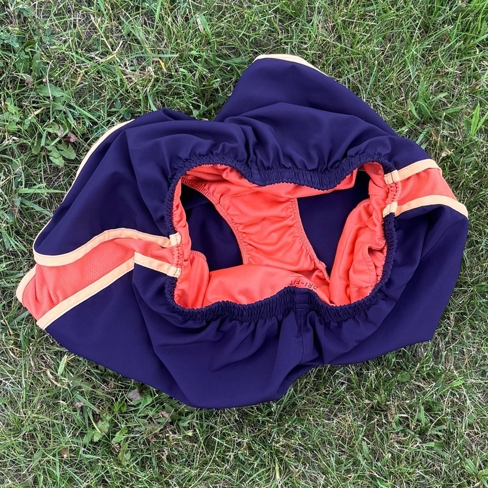 Nike Dri-Fit Athletic Shorts Womens Small Lined Purple Orange Tempo Running Logo - Picture 5 of 9